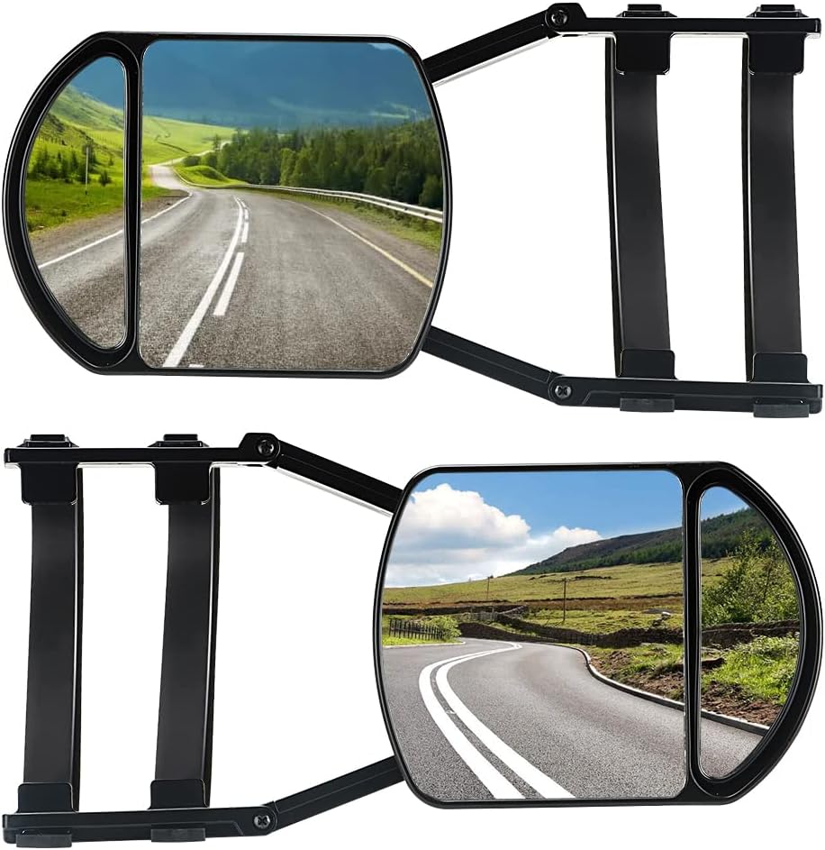 Lifronkit Universal Clip-on Towing Mirrors Extension Towing Mirror 360 Degree Rotation Adjustable Dual View Tow Mirror for Vehicle Car Truck