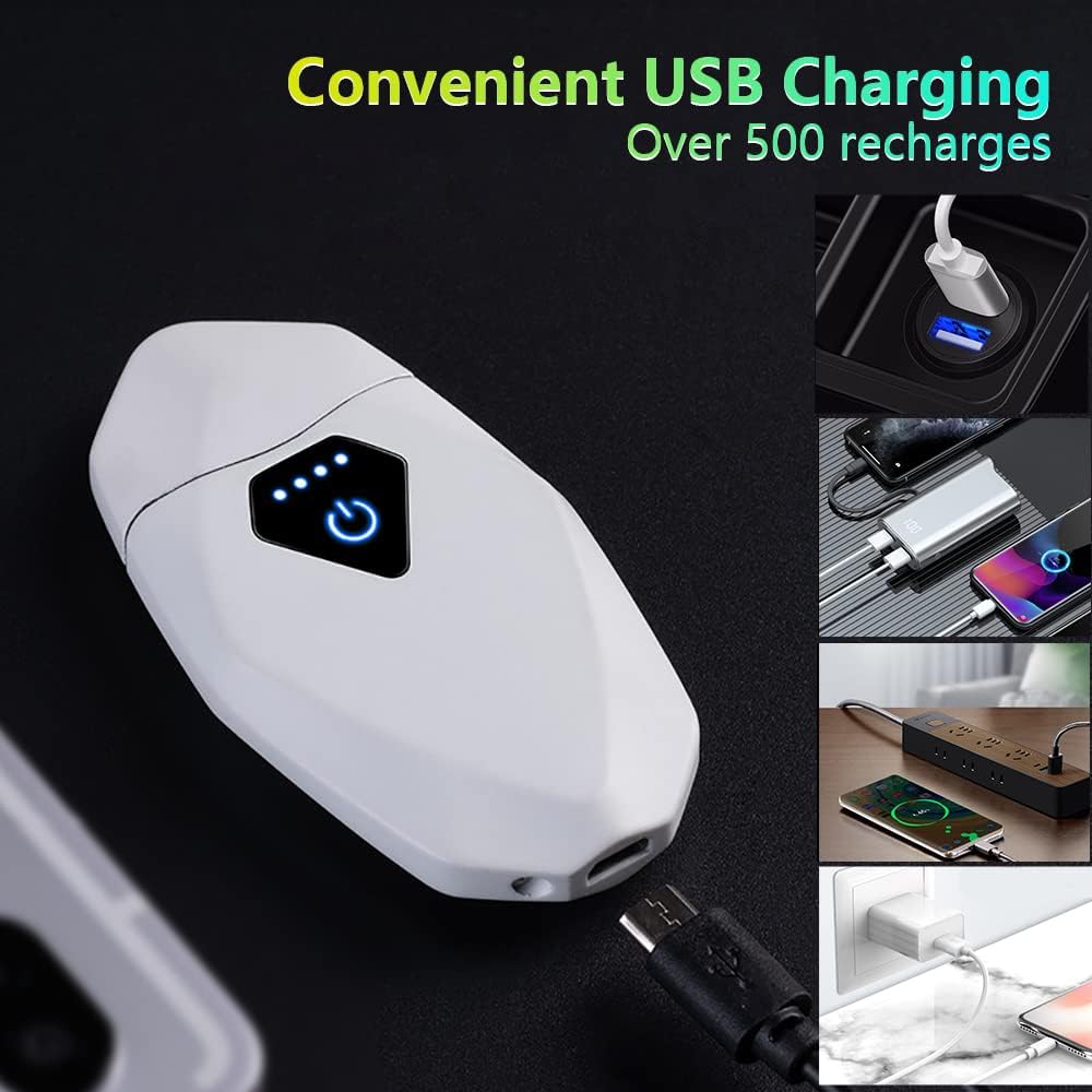Encendedor, encendedor eléctrico de doble arco recargable por USB, resistente al viento, encendedor de plasma sin llama con indicador de batería LED