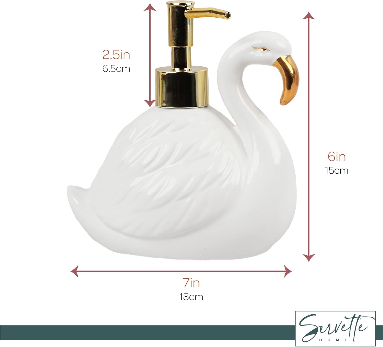 Dispensador de jabón flamenco con bomba para fregadero de baño o cocina, cisne blanco
