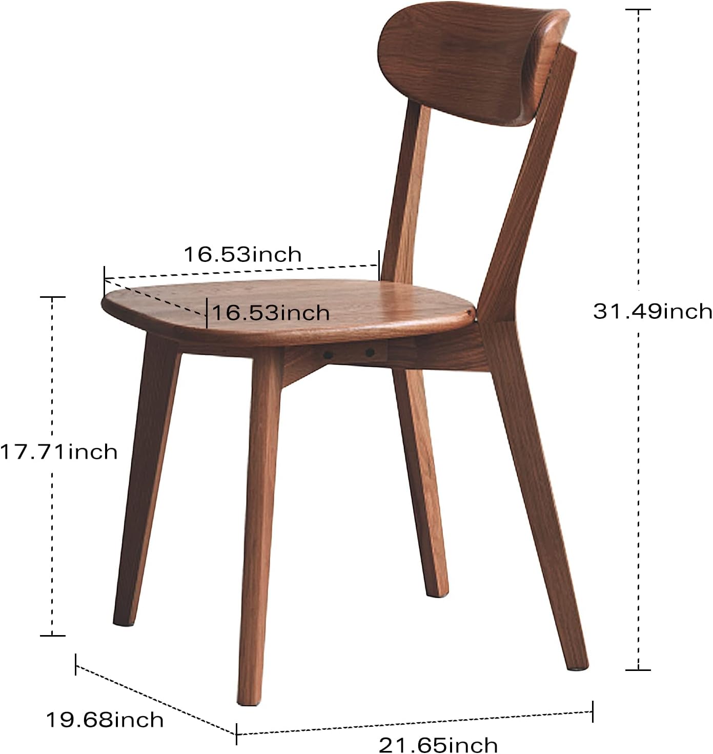 Sillas de comedor, silla de comedor 100% de madera de roble maciza con diseño moderno de mediados de siglo, sillas de respaldo, sillas de cocina,