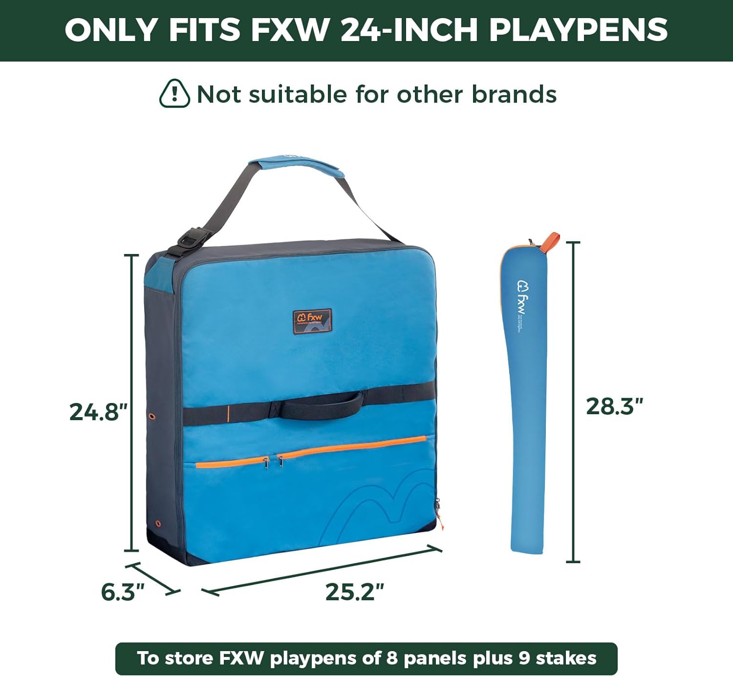 FXW Bolsa de almacenamiento especializada para corralitos para perros (no apta para otras marcas), se adapta a 8 paneles de 24 pulgadas de alto y 9