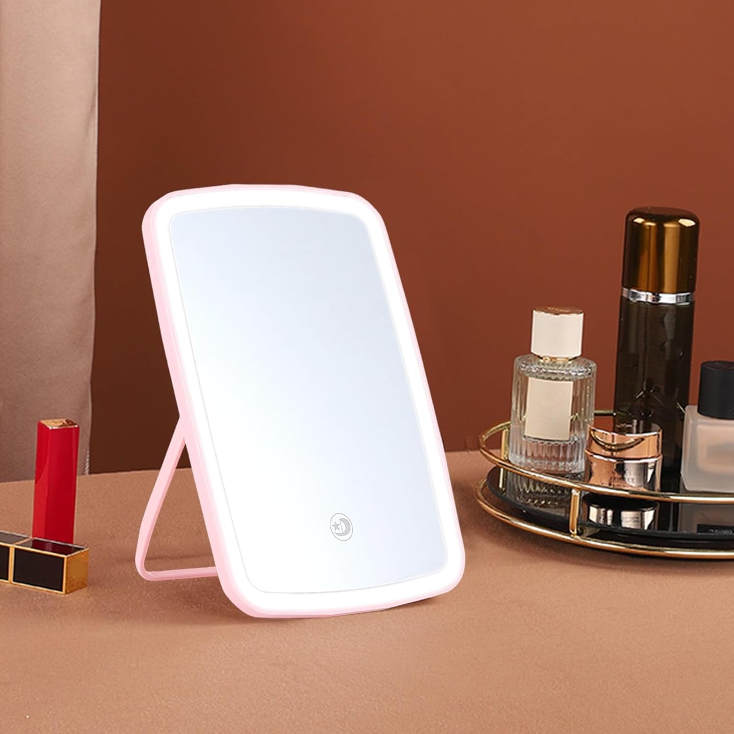 YESBAY Espejo de maquillaje LED con 3 modos de luz, espejo de maquillaje portátil de viaje, espejo cosmético personal, plegable, cuadrado,