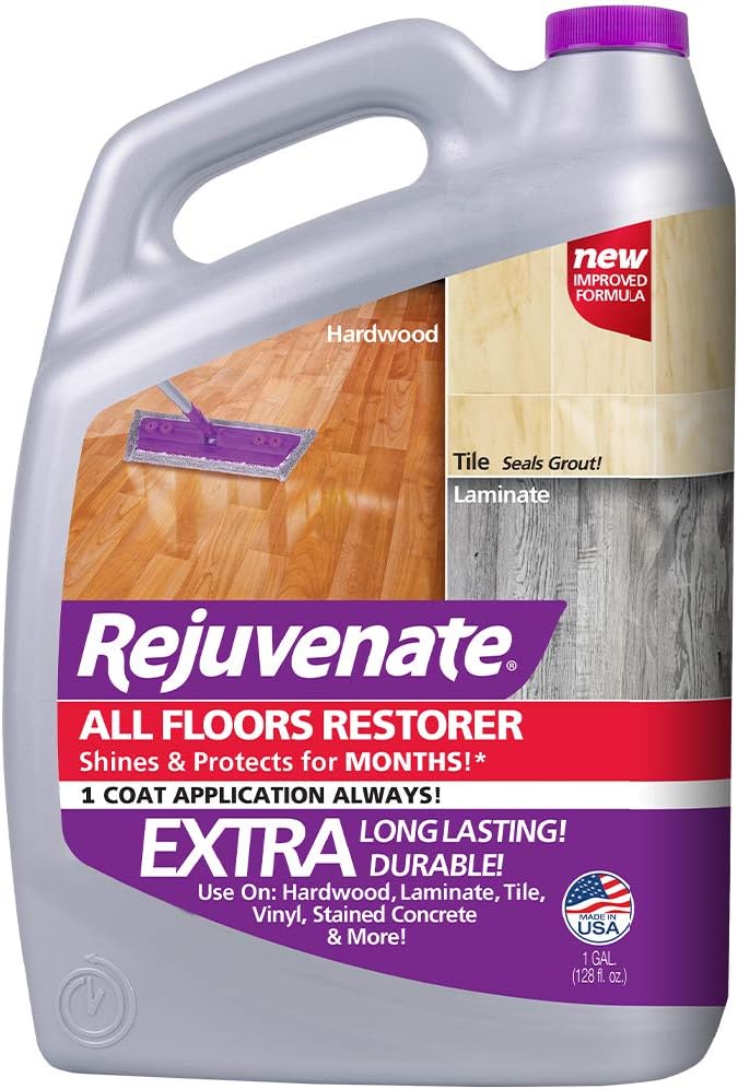Rejuvenate El restaurador y pulidor de todos los suelos se llena en arañazos, protege y restaura el brillo, no requiere lijado (128 onzas) y