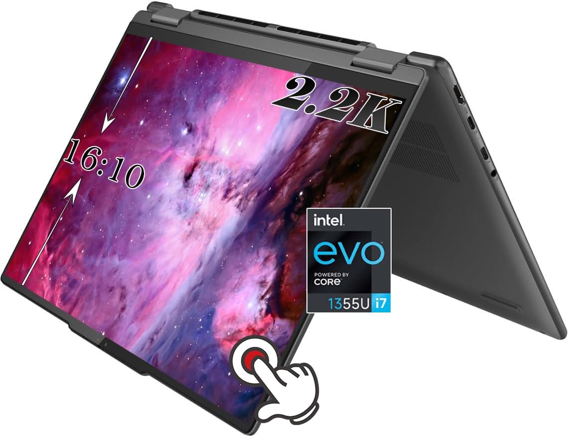 Lenovo Yoga 7i 14″ 2.2K Pantalla táctil 1610 2 en 1 0.69″ Slim Laptop Intel Evo 10-Core i7-1355U 2 x Thunderbolt4 Wi-Fi 6 de larga duración – 12H