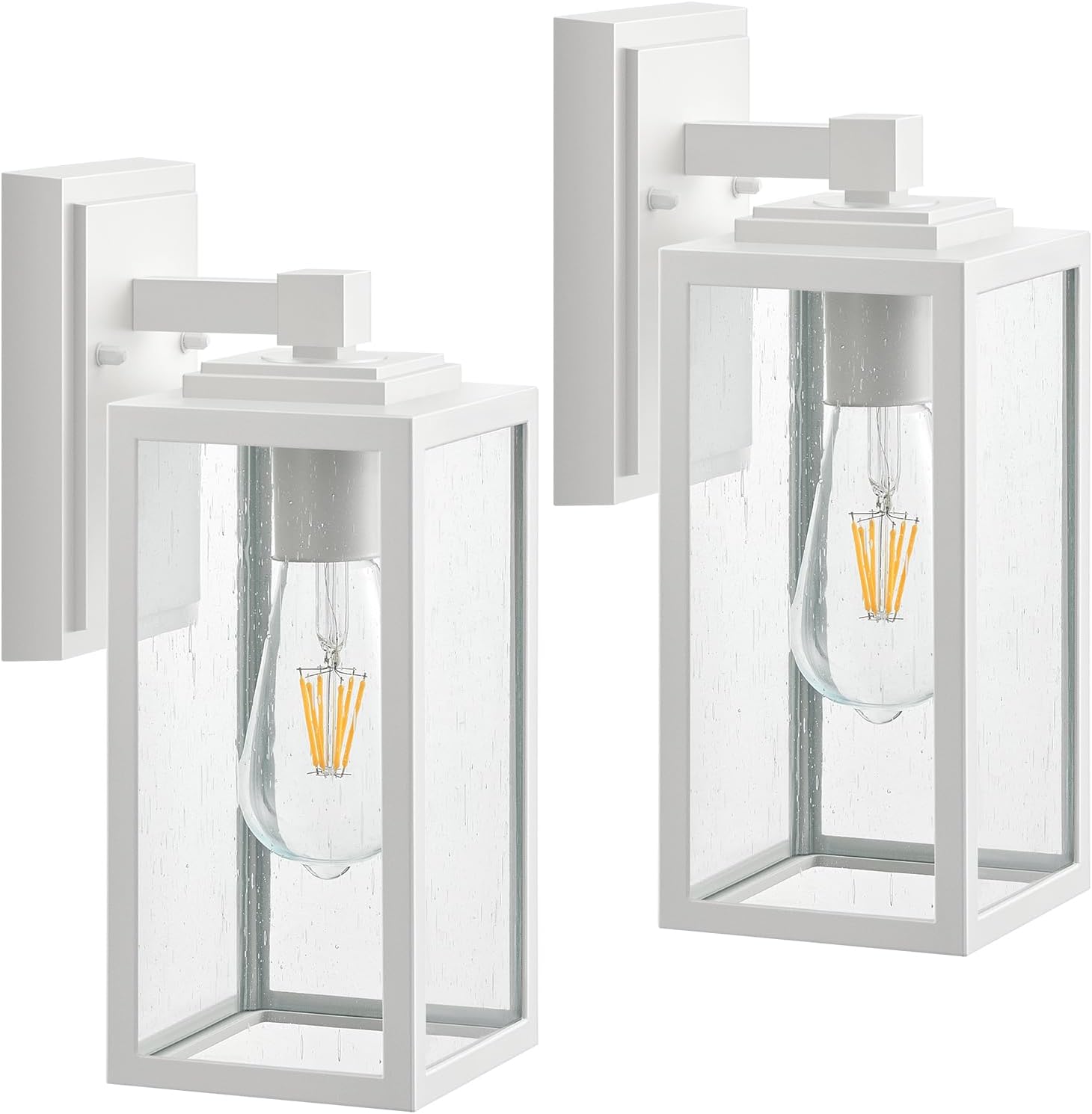 VIANIS Paquete de 2 lámparas para exteriores, farol blanco para iluminación de pared al aire libre, luces de porche antioxidantes, luces exteriores