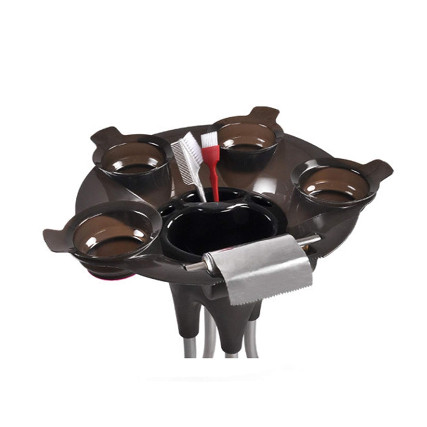 Bandeja de carrito de salón rodante, bandeja de salón portátil negra, carrito utilitario para mezclar colores de cabello, cepillos, clips y secador