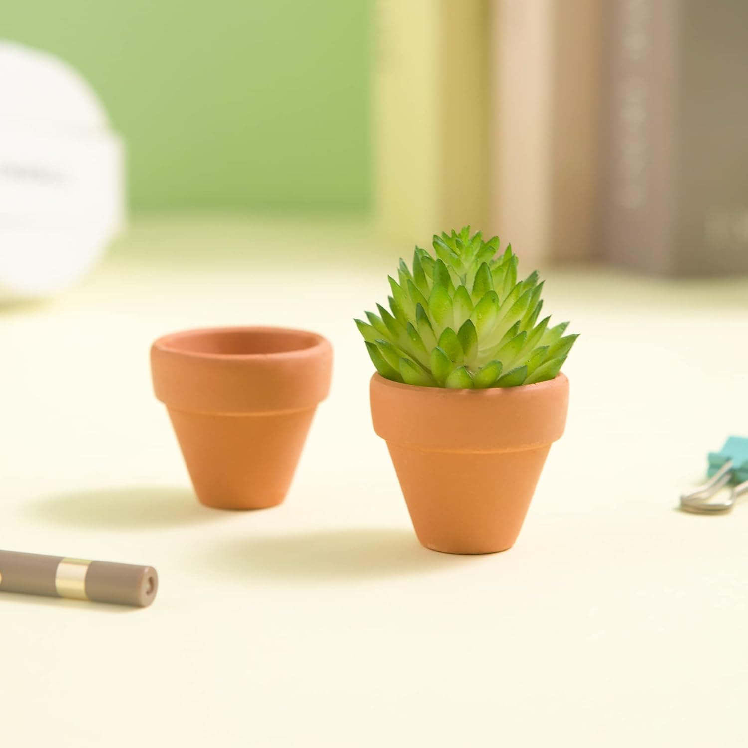 Mini macetas de terracota con agujeros de drenaje, maceta de cactus suculenta de 1.2 pulgadas, macetas pequeñas de arcilla para cactus pequeños