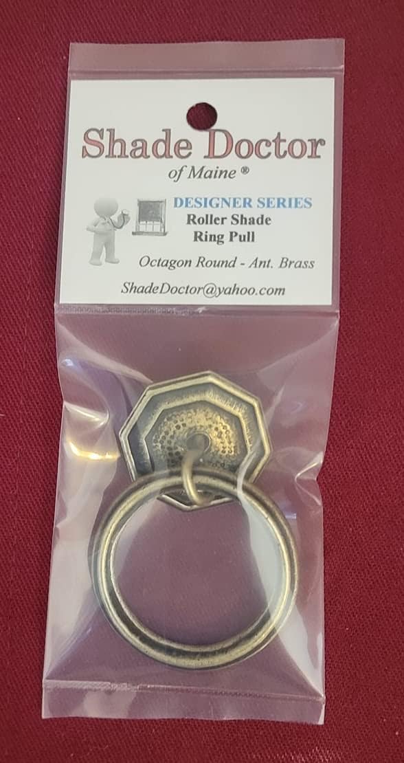 Tirador de anillo enrollable de la serie Designer – Latón antiguo Octágono redondo