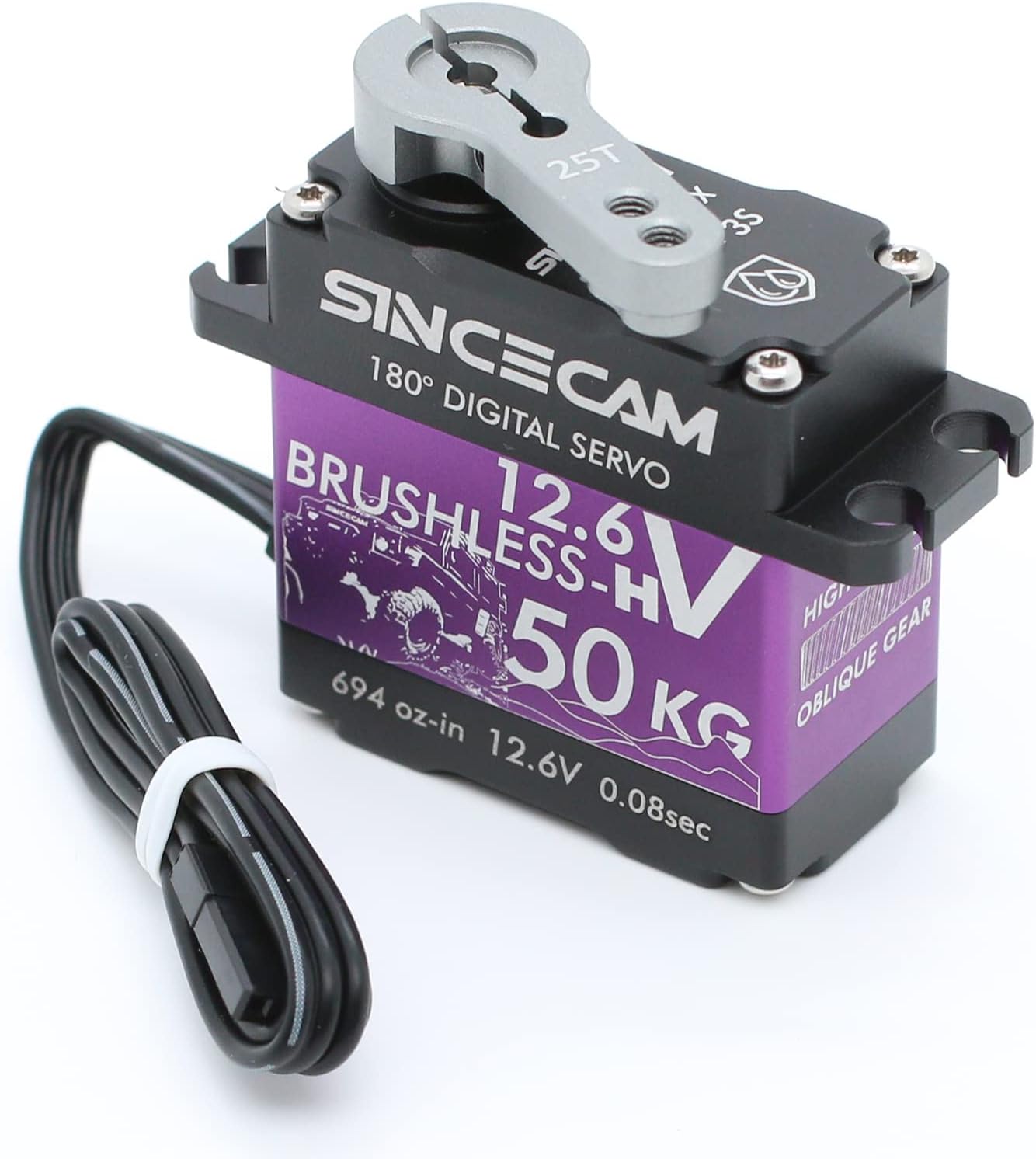 Paquete de 2 bocinas servo de aluminio 25T grises M3 hilos de brazo de dirección de metal, adecuado para servos de la serie SINCECAM para servos 25T