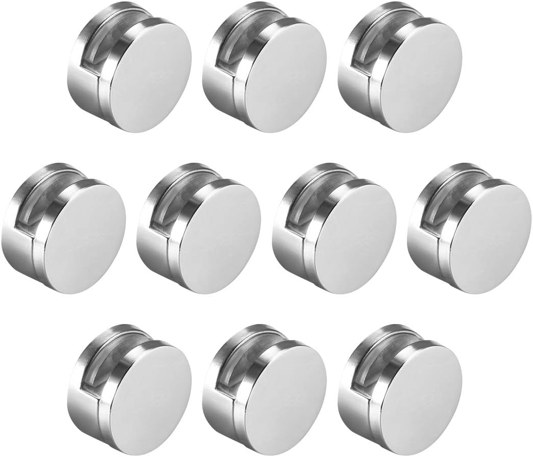 uxcell Clips de espejo de aleación de zinc Clips de vidrio Abrazaderas Soporte de forma redonda para espejo grueso de 0.197 in 10 unids
