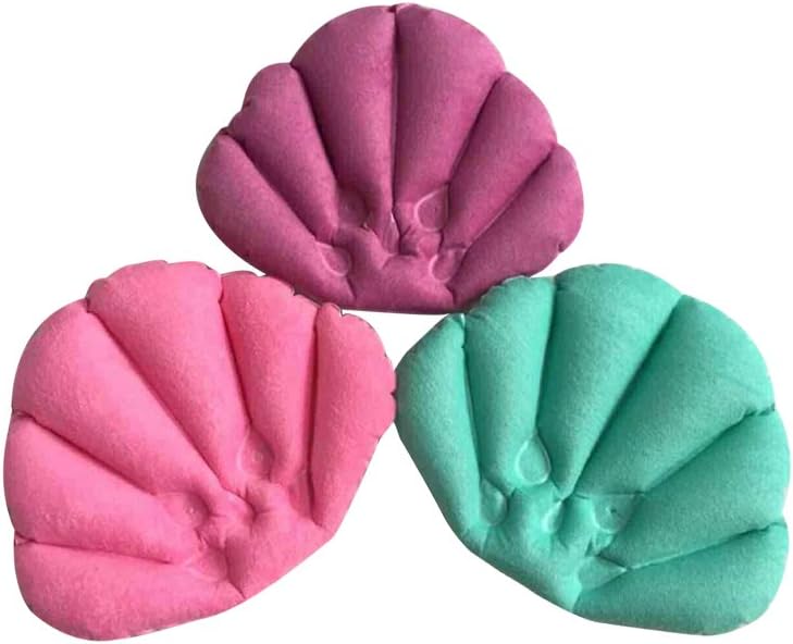 SUPVOX Almohada de baño inflable en forma de flor para spa con soporte para el cuello Almohada de baño con ventosas para bañera, jacuzzi,