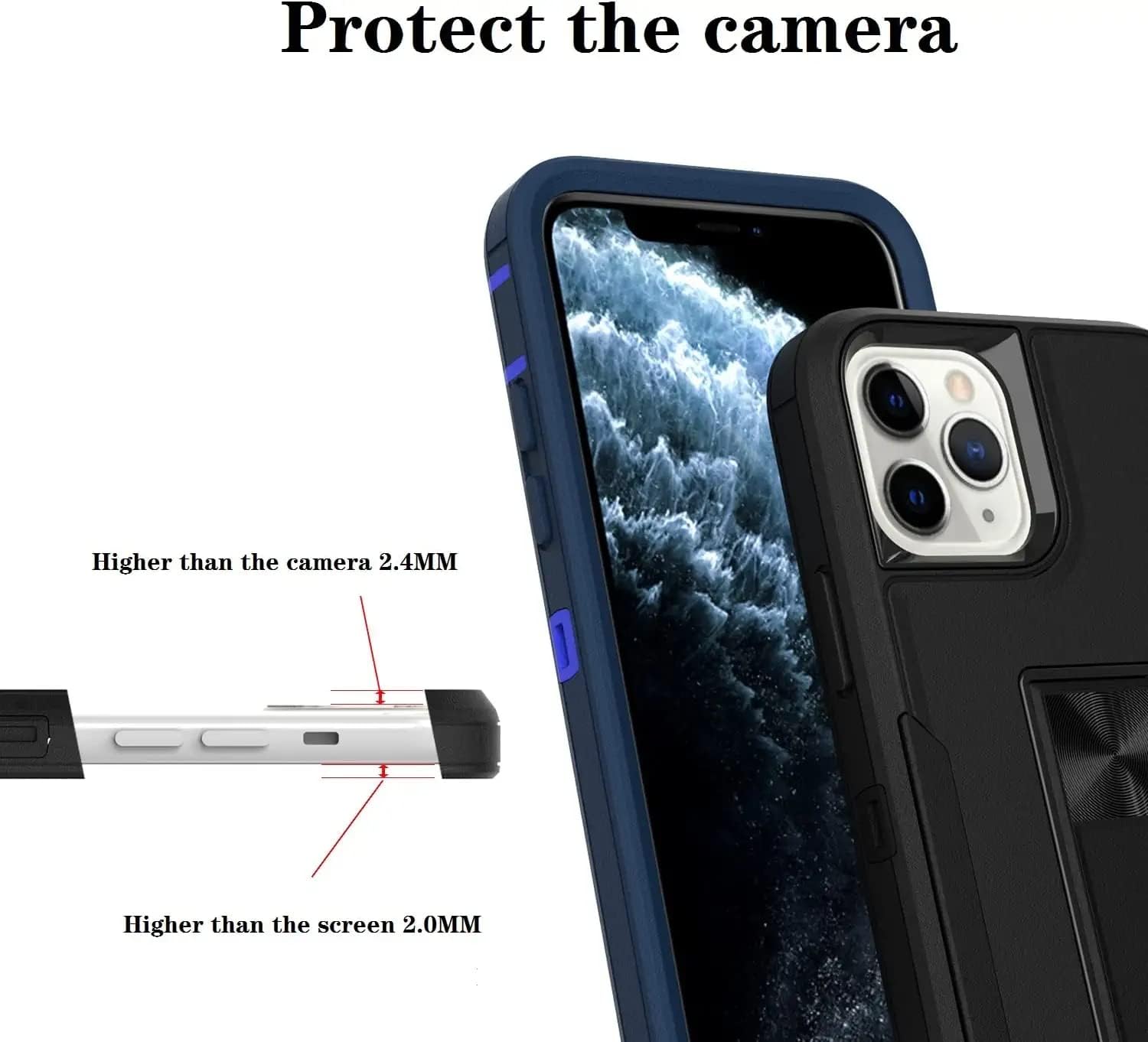 wulibox Funda de diseño profesional para iPhone 11 Pro Max con soporte, protección contra caídas de grado militar, apta para soporte magnético de