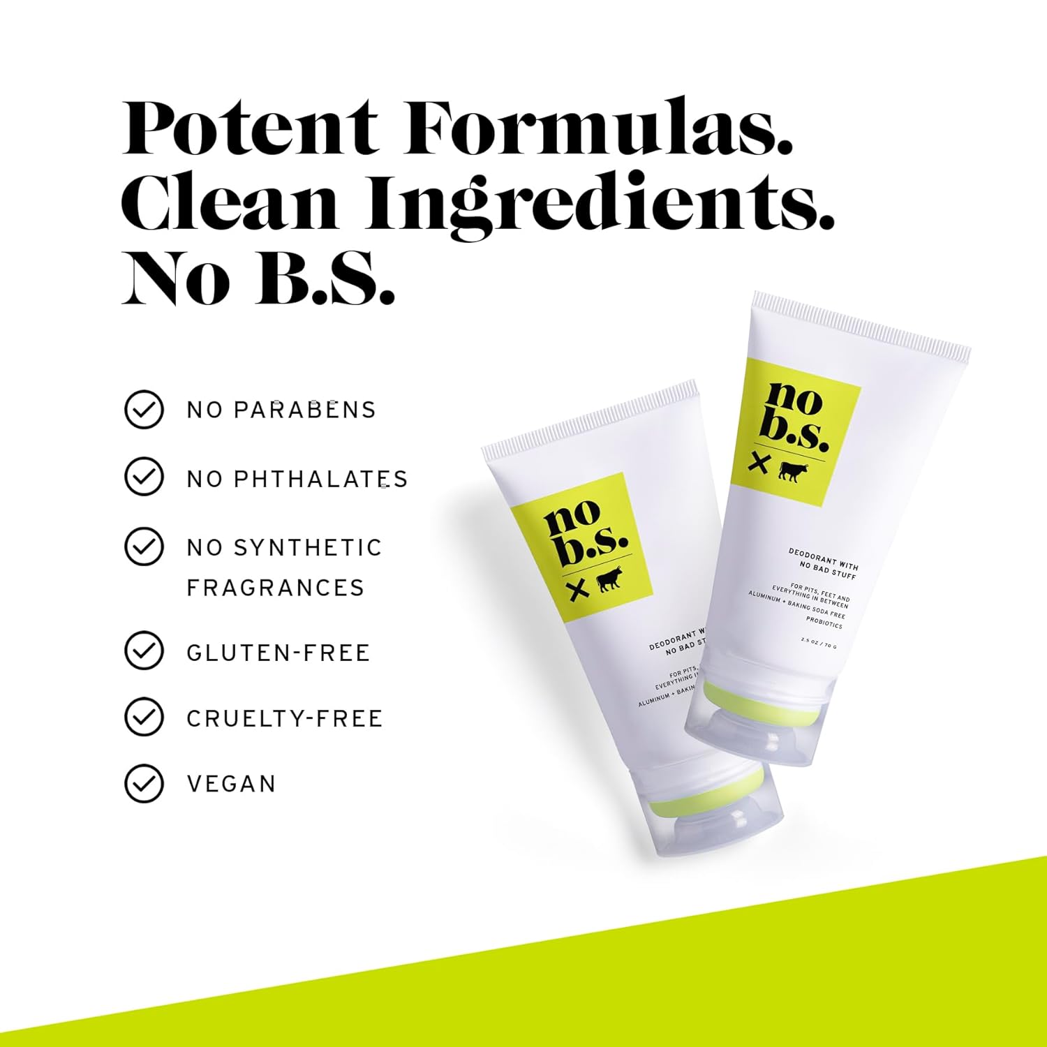 No BS – Desodorante de cuerpo completo sin aluminio para todo tipo de piel, frescura las 24 horas, protección natural del olor y cuidado de la piel,