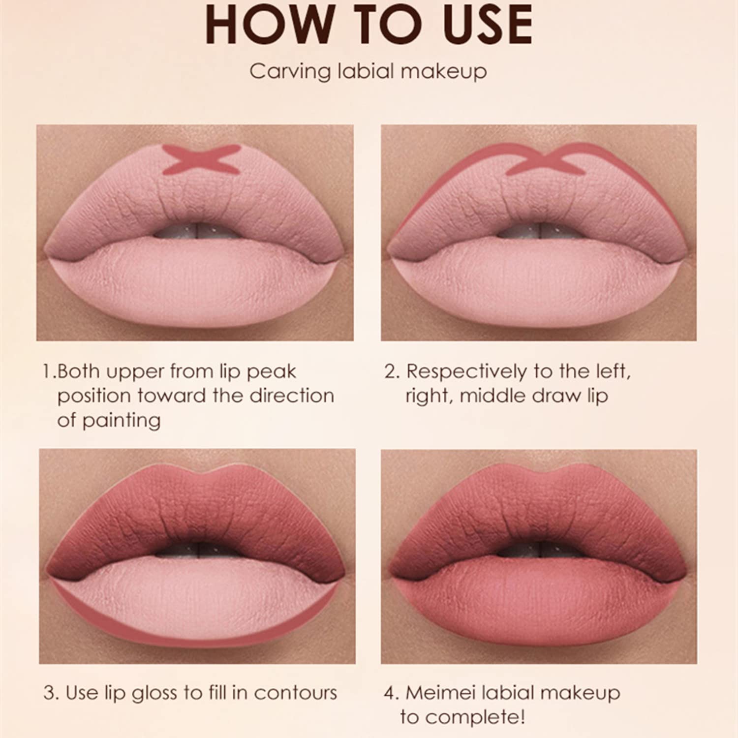 Melemando Kit de 2 lápices labiales líquidos mate y delineador de labios, kit de maquillaje de labios en un solo paso, impermeable, de larga