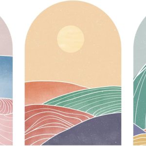 Calcomanía de pared bohemia, calcomanías de pared de arco, mural de montaña, papel tapiz para despegar y pegar, decoración de pared para sala de Calcomanía de pared bohemia, calcomanías de pared de arco, mural de montaña, papel tapiz para despegar y pegar, decoración de pared para sala de