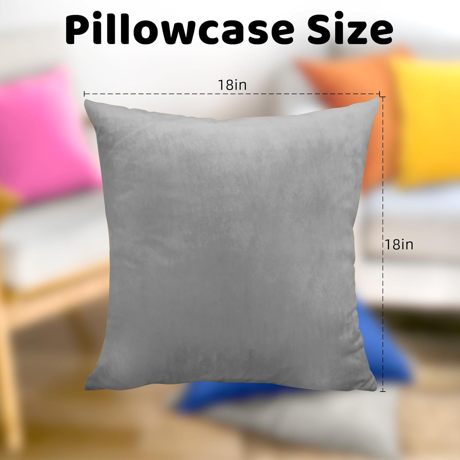 Paquete de 2 fundas de almohada de terciopelo suave de 18 x 18 pulgadas, fundas de cojín cuadradas sedosas decorativas con cremallera para