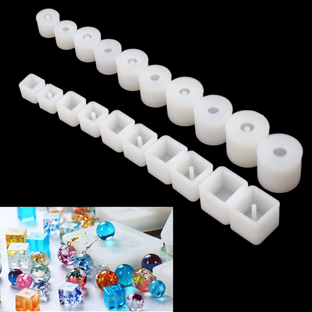 Molde de bolas de silicona con agujero redondo de resina epoxi para joyería, proyecto de manualidades T, 20 unidades