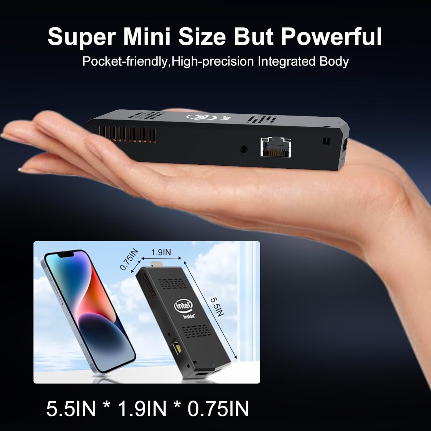 1TB Stick PC Mini PC Stick Windows 11 Pro, Intel Compute Stick equipado 1TB SSD M.2 SATA 3 Almacenamiento 8GB RAM, Celeron N4020, compatible con PD