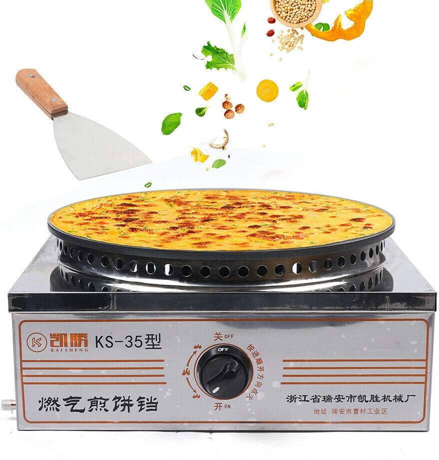 Máquina para hacer crepas, 16 pulgadas, multifuncional, antiadherente, a gas, para hacer panqueques, parrilla de crepé redonda comercial,
