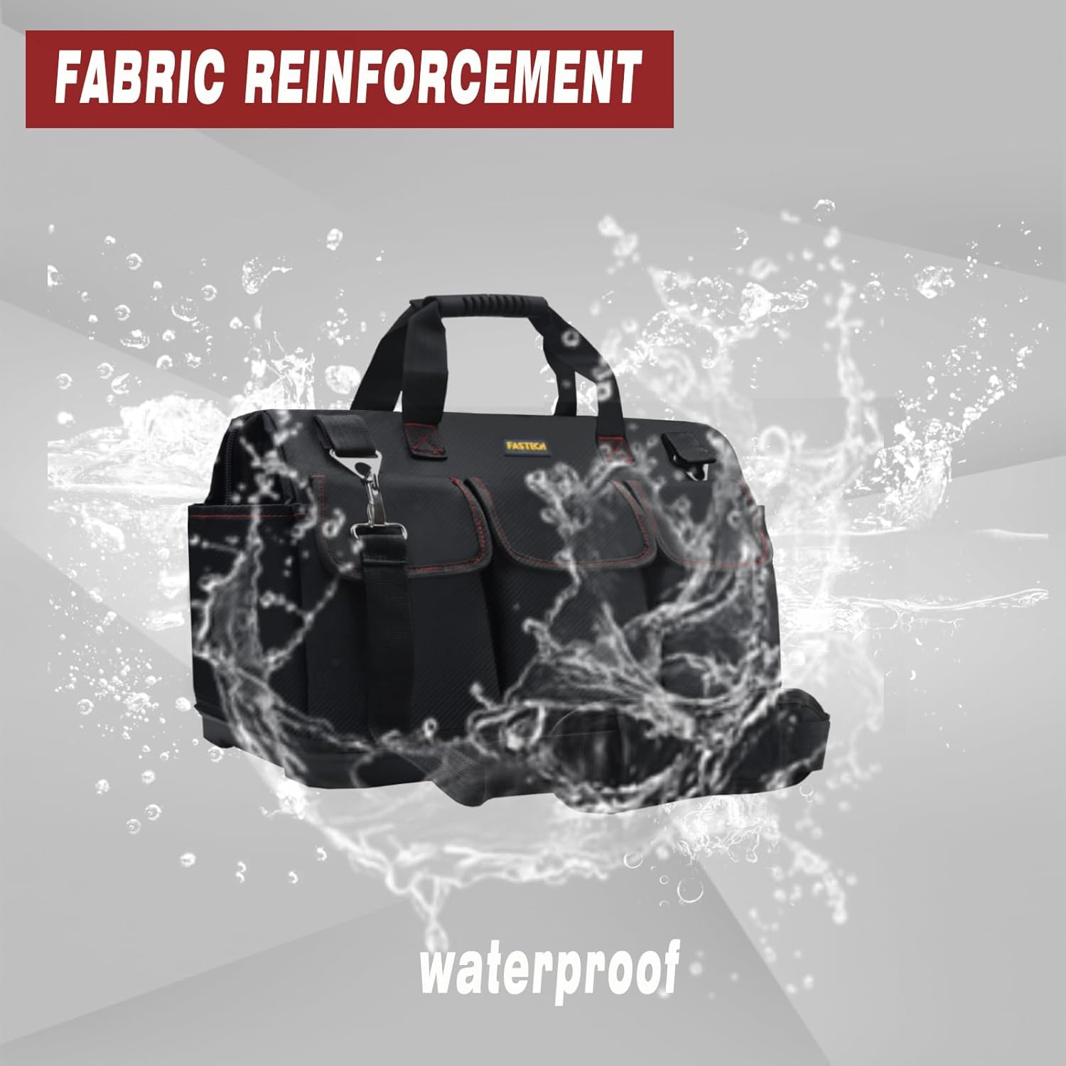 FASTECH Bolsa de herramientas inferior resistente de 20 pulgadas con boca ancha para almacenamiento de herramientas, portador y organizador, bolsa
