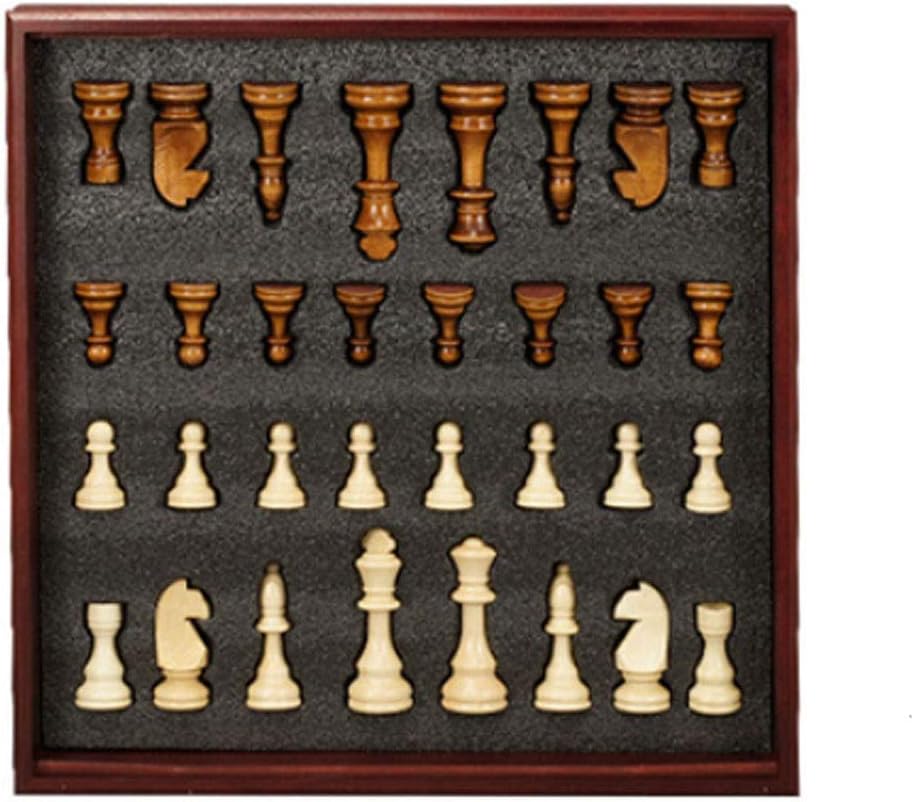 ROLTIN Juego de ajedrez de madera clásico tablero de ajedrez de madera y piezas de madera para adultos y niños