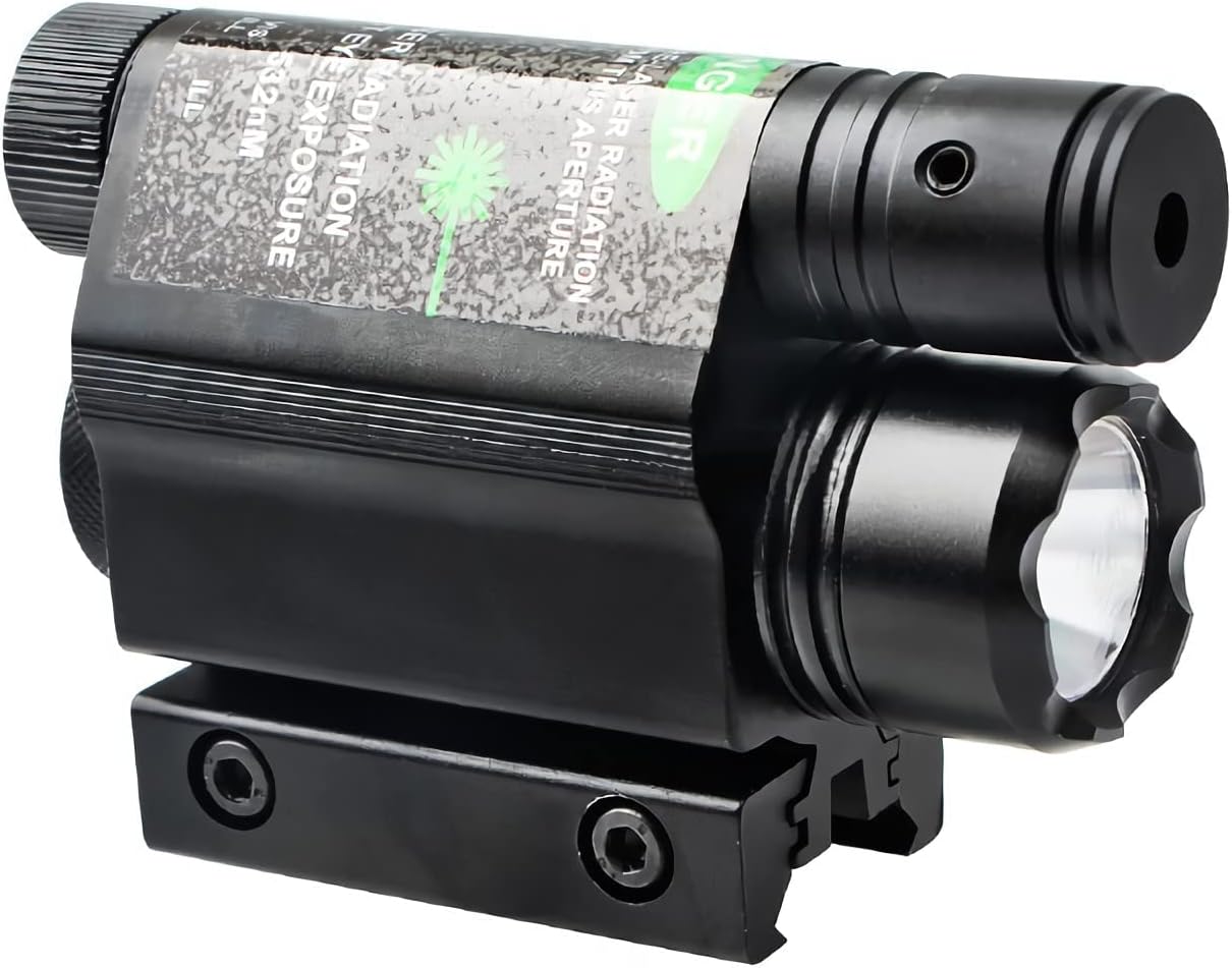 Mira láser de luz de pistola, linterna LED táctica de 500 lúmenes, combo láser verde con cargador de interruptor remoto para rifle escopeta