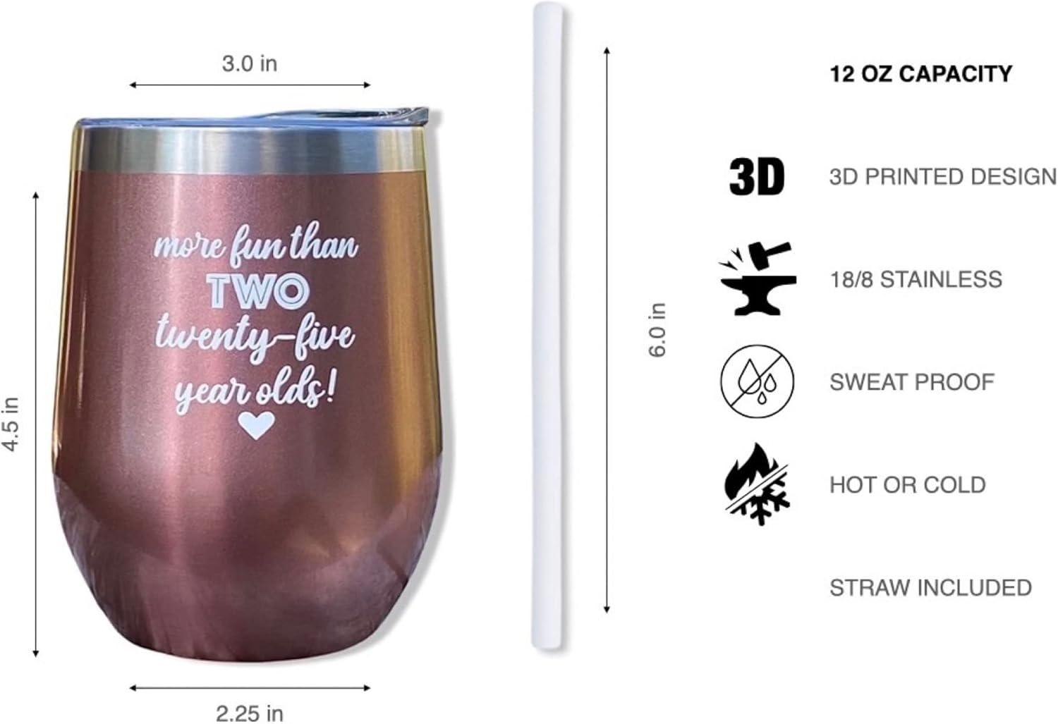 Vaso con texto en inglés “More Fun Than Two Twenty-Five Year”, regalo de cumpleaños número 50, taza de viaje del 50 cumpleaños, regalo de fiesta de