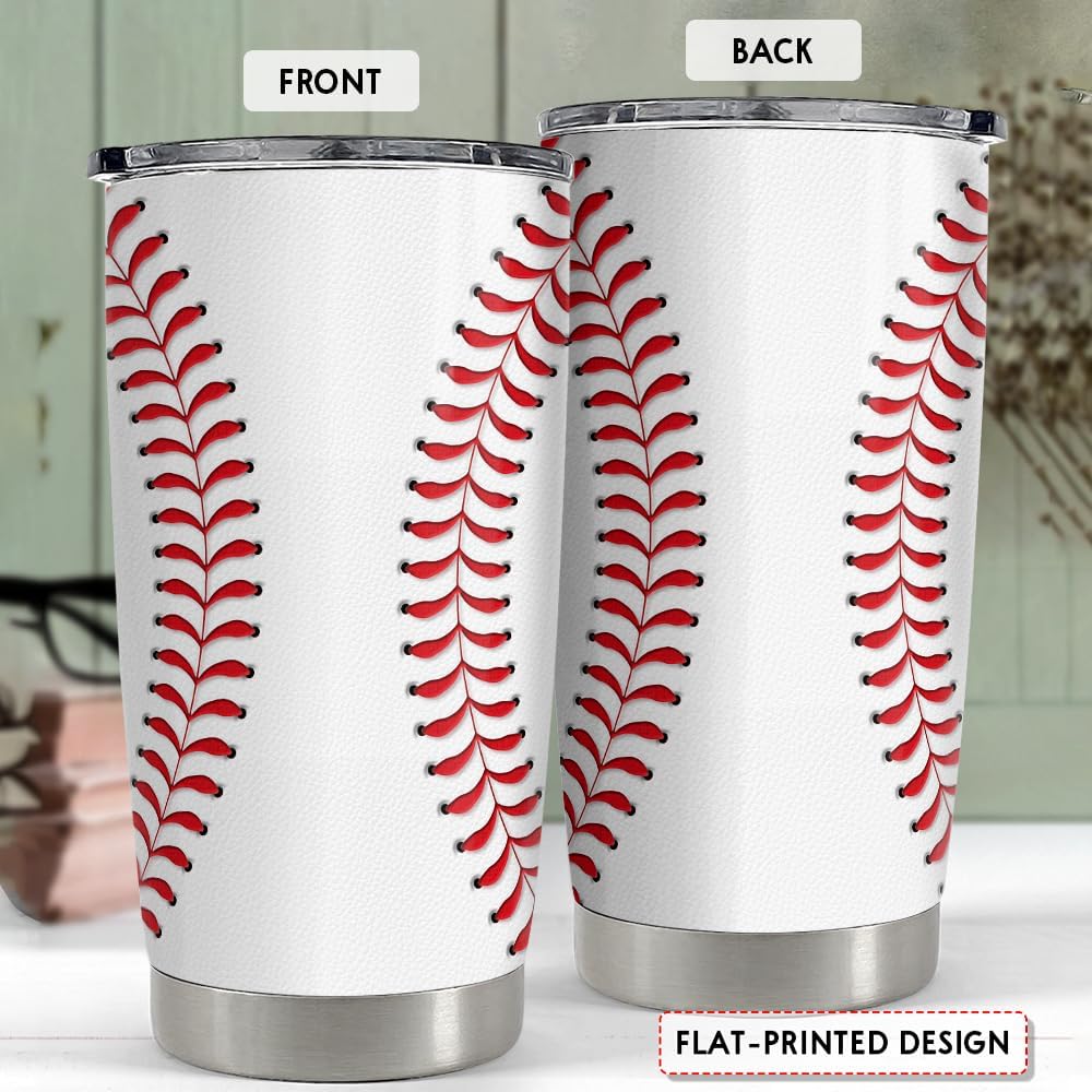 SANDJEST Vaso de béisbol de 20 onzas con aislamiento de acero inoxidable, taza de viaje, vaso de béisbol para mujeres, hombres, mamá, regalos para