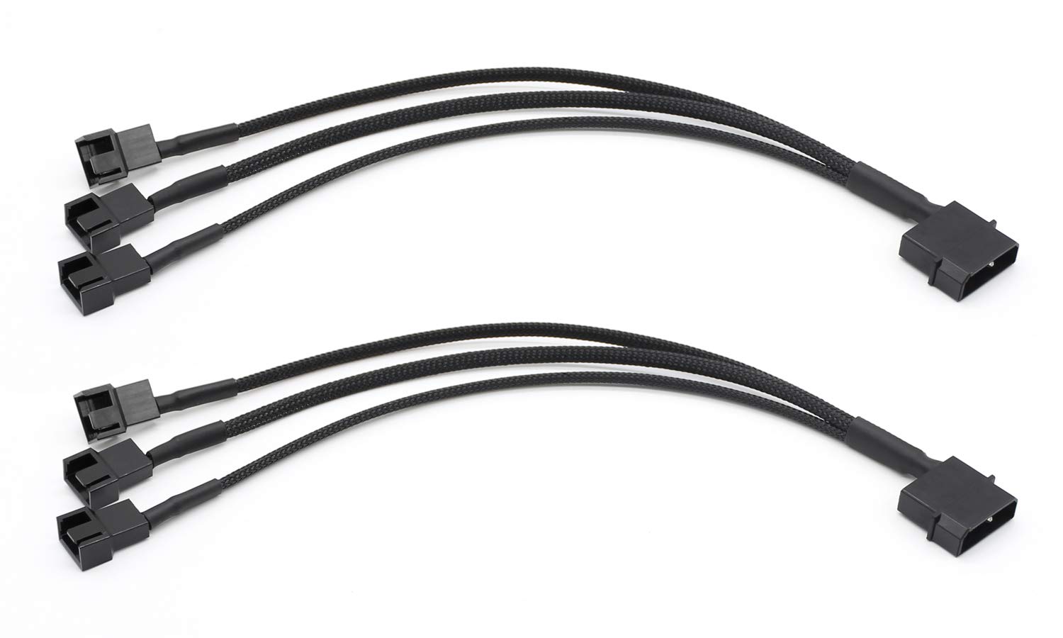 Paquete de 2 adaptadores Molex a ventilador de 3 pines o 4 pines, carcasa de computadora, cable divisor de alimentación de 10 pulgadas