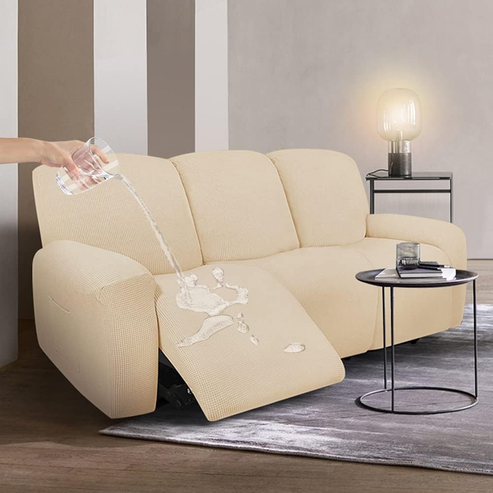 vctops Fundas elásticas para sofá reclinable, resistentes al agua, suaves, a cuadros, para sofá reclinable de 3 cojines, funda elástica