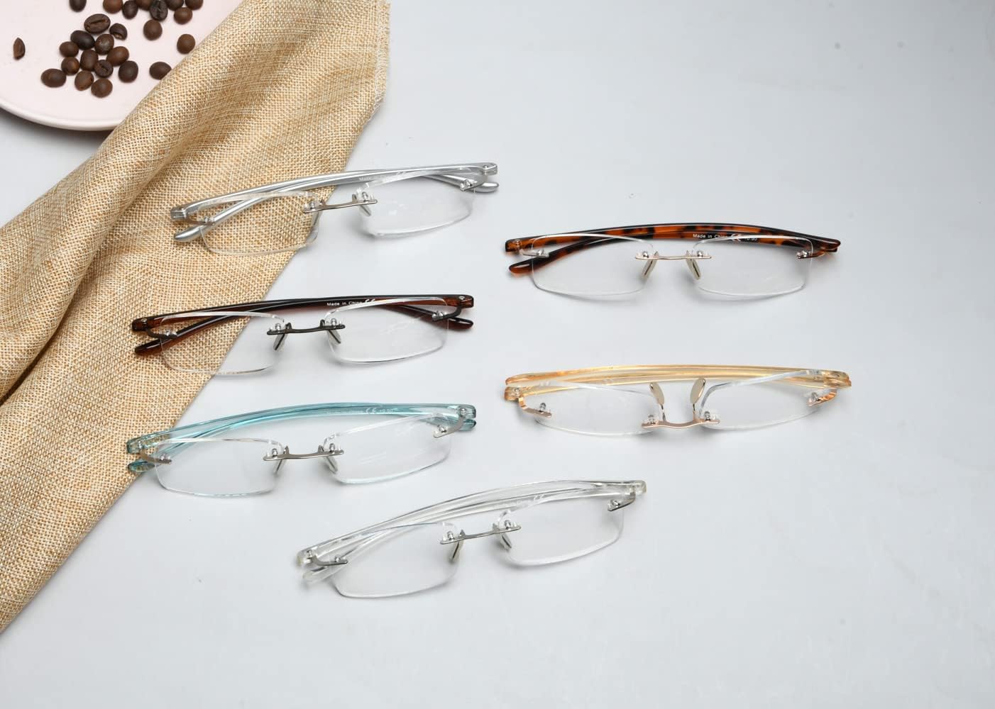 Eyekepper Paquete de 6 lentes de lectura sin montura de color mixto para mujer, lentes de lectura sin marco para hombres +3.50