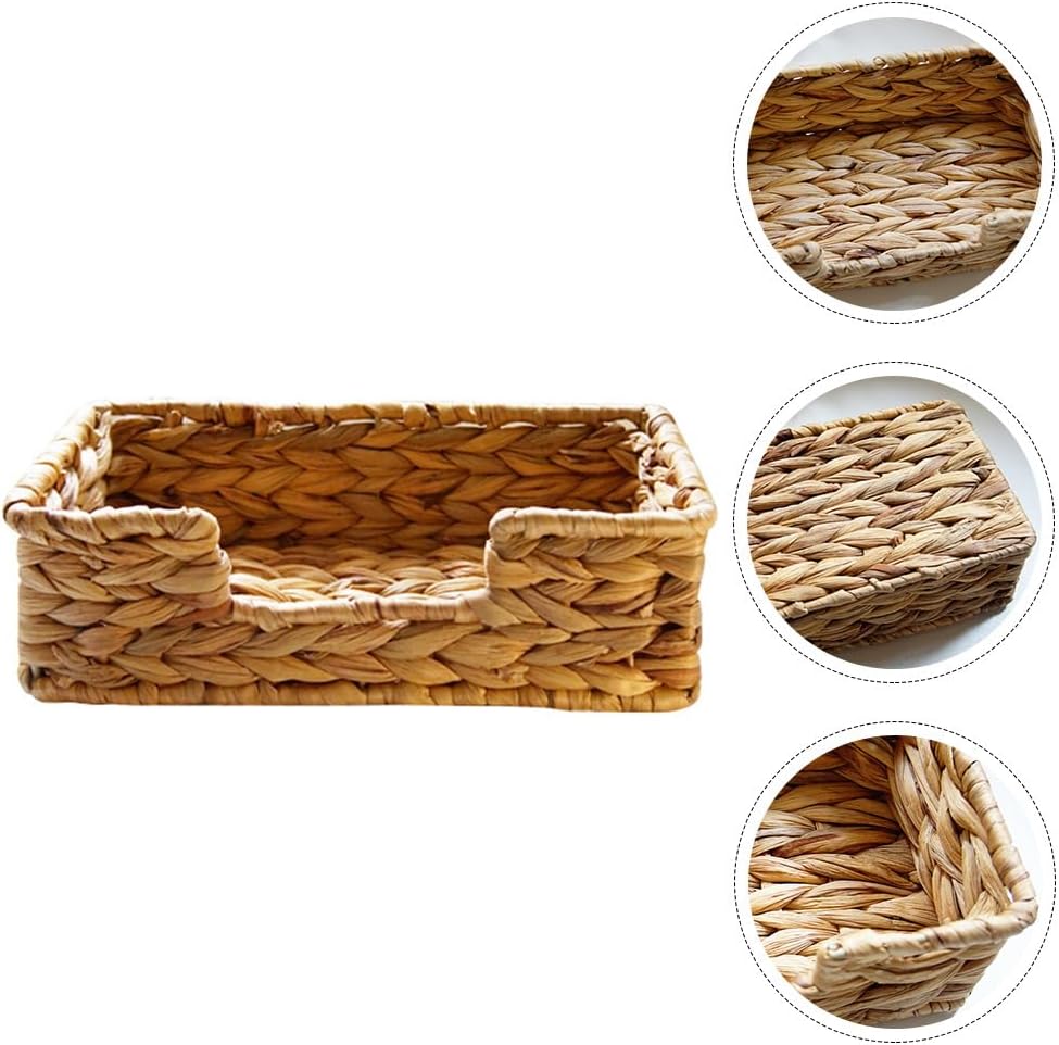 Cestas de almacenamiento de paja bohemias cajas de almacenamiento de escritorio bohemias decorativas tejidas a mano, cestas de cuerda de papel