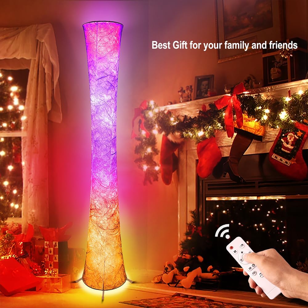 Lámpara de pie, lámpara inteligente LED que cambia de color RGB, sincronización de música, control remoto por aplicación, lámpara de pie de 62