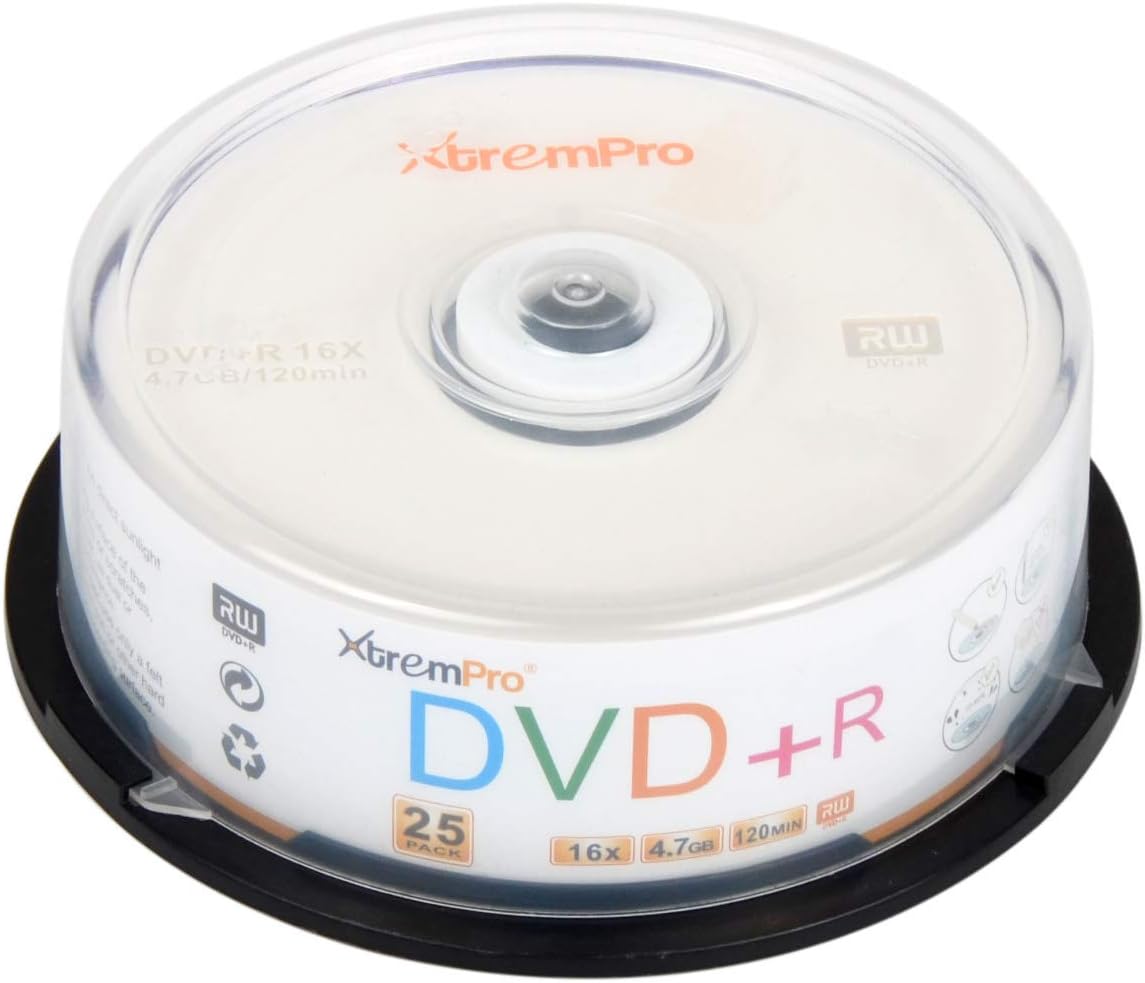 XtremPro DVD+R 16X 4.7GB 120min Grabable DVD 25 unidades de discos en blanco en husillo – 11025