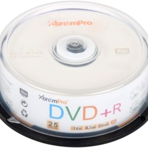 XtremPro DVD+R 16X 4.7GB 120min Grabable DVD 25 unidades de discos en blanco en husillo – 11025 XtremPro DVD+R 16X 4.7GB 120min Grabable DVD 25 unidades de discos en blanco en husillo – 11025