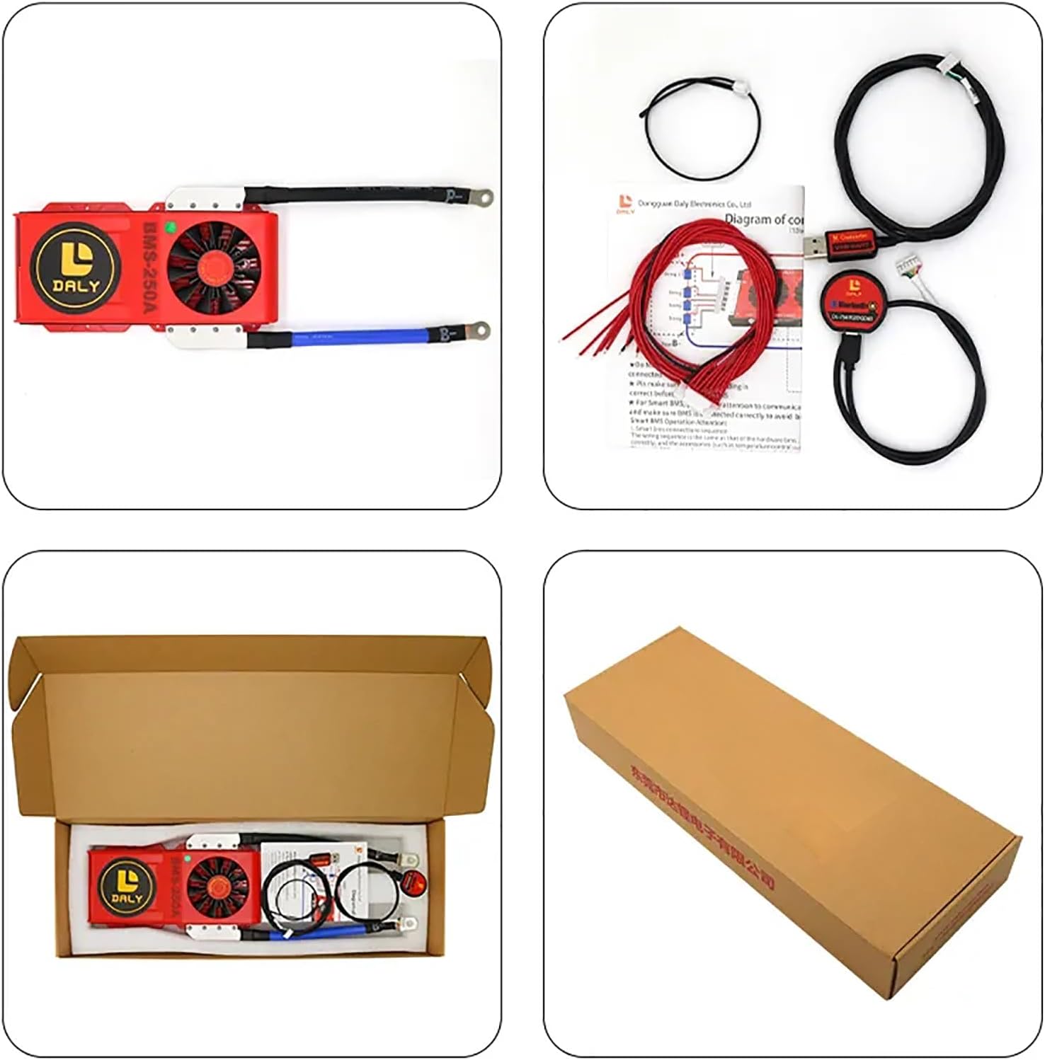 KuRkur BMS 16S 48V Lifepo4 18650 12V 7S 24V 60V 72V 400A 3S-24S con BT CAN RS485 Sistema de control de placa de protección de carga inteligente,