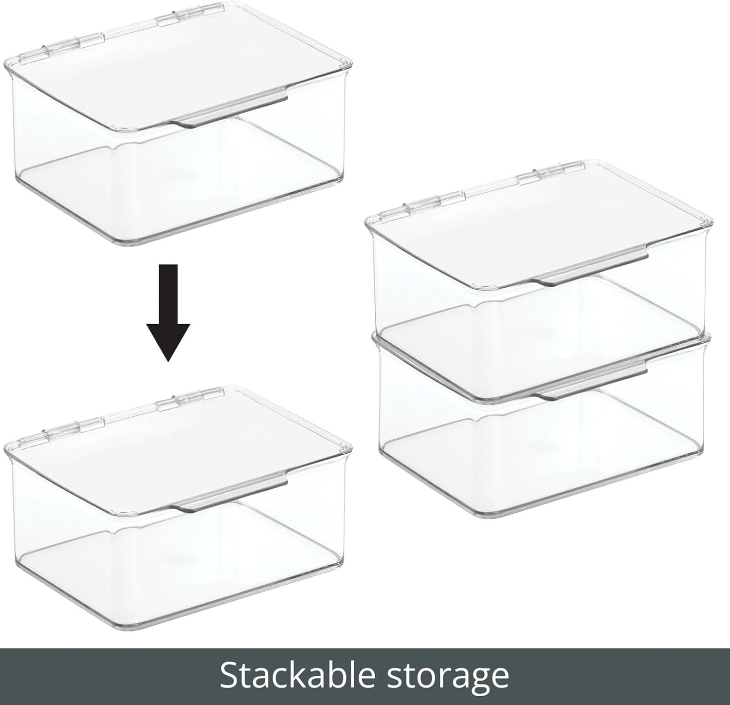 mDesign – Caja organizadora apilable con tapa para encimera