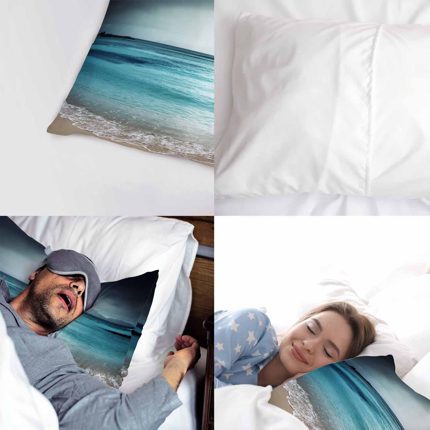 AOYEGO Funda de almohada de cielo oscuro de playa, isla océano, costera, arena, mar, olas, decoración del hogar, fundas de cojín para sofá,