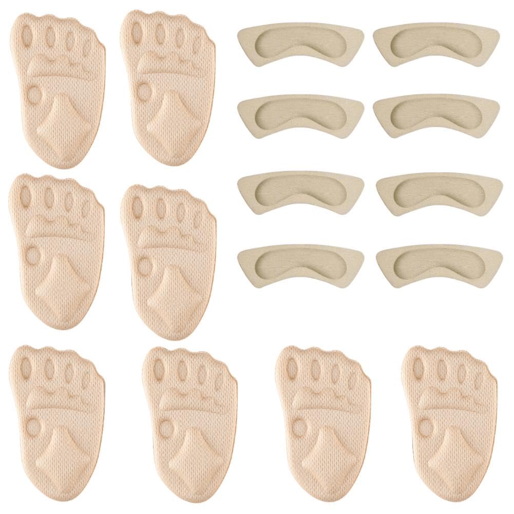 Almohadillas metatarsianas, almohadillas de bola de pie, almohadillas de talón para zapatos demasiado grandes, reducen el dolor de pies,