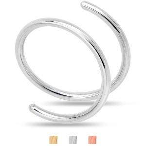 14k Gold Filled Double Hoop Nose Ring for Women and Men Hypoallergenic Spiral Nose Jewelry for Single Piercing Handmade in USA (Silver-20g, Left 14k Gold Filled Double Hoop Nose Ring for Women and Men Hypoallergenic Spiral Nose Jewelry for Single Piercing Handmade in USA (Silver-20g, Left