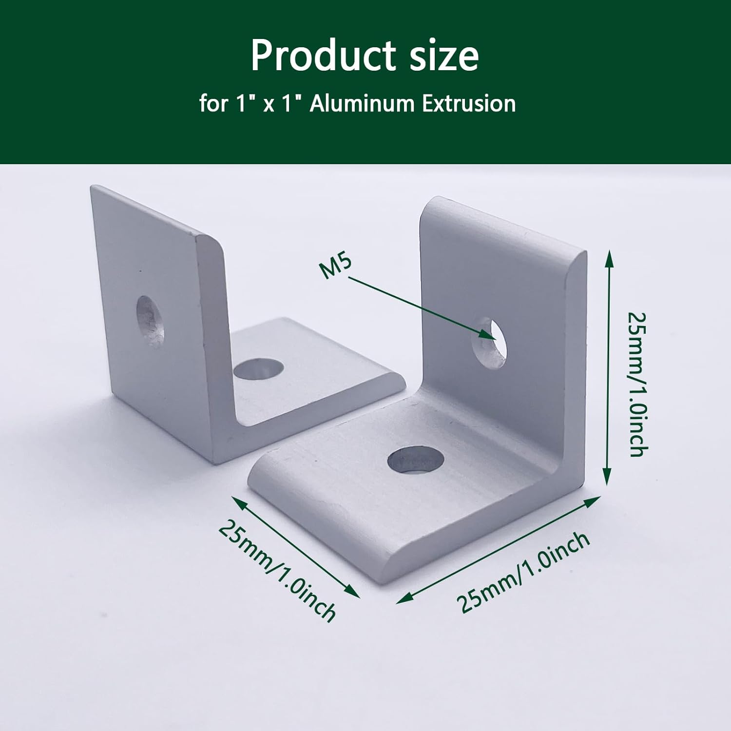 Juego de 12 conectores de perfil de aluminio de la serie 1010 plateados, 12 soportes de esquina de 1 pulgada x 1 pulgada de largo, con tuercas