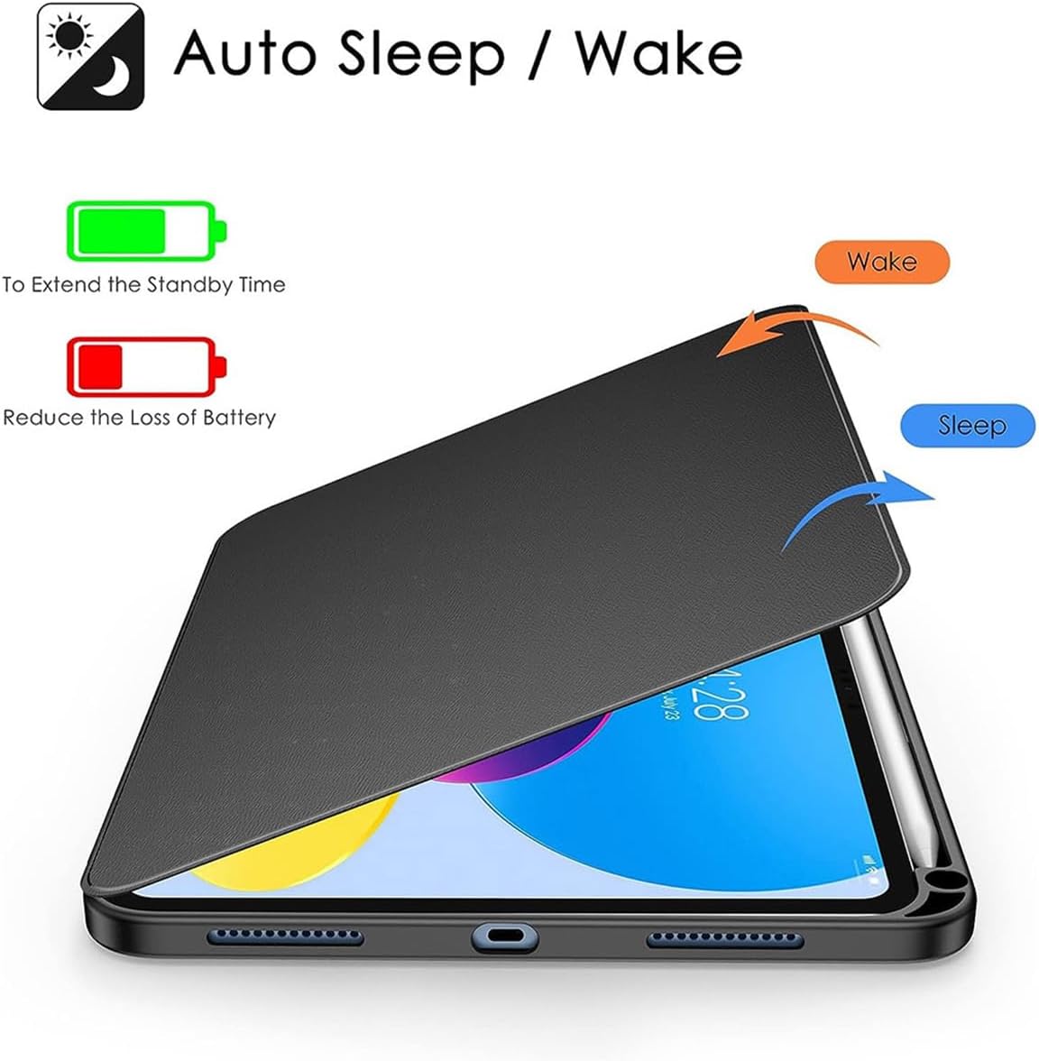Funda protectora personalizada con soporte giratorio de 360 grados con logotipo y foto con parte trasera transparente y reposo inteligenteencendido