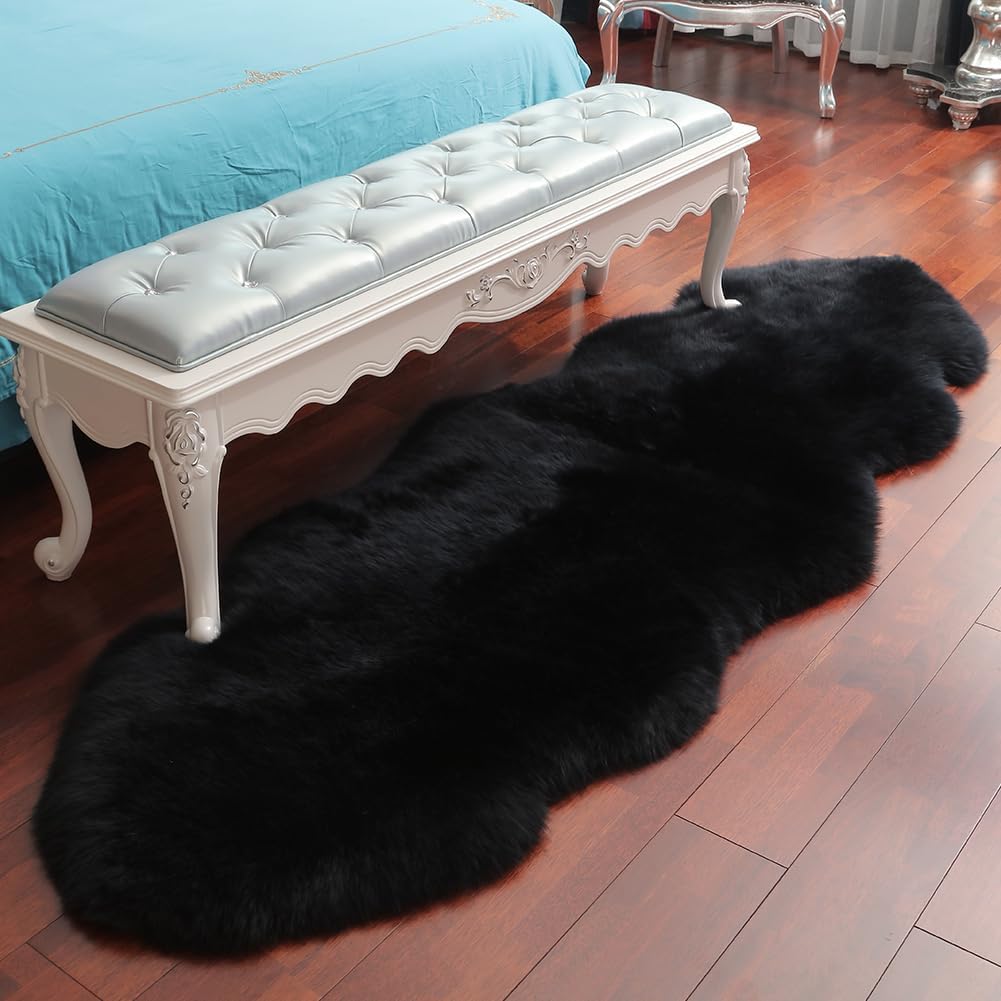 IRIWOOL Alfombra de piel de oveja auténtica de alta calidad, piel de oveja australiana, esponjosa, de lujo, natural, de piel de cordero esponjosa,