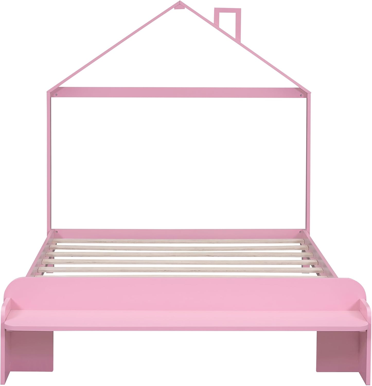 Harper & Bright Designs Base de cama de plataforma de madera de tamaño matrimonial para niños, niñas, niños y adultos con cabecera en forma de casa