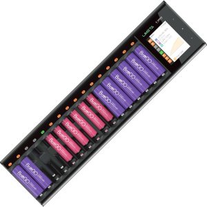 Cargador de batería AA AAA de 16 bahías, cargador de alta velocidad con función de descarga y pantalla LCD, para baterías recargables de iones de Cargador de batería AA AAA de 16 bahías, cargador de alta velocidad con función de descarga y pantalla LCD, para baterías recargables de iones de