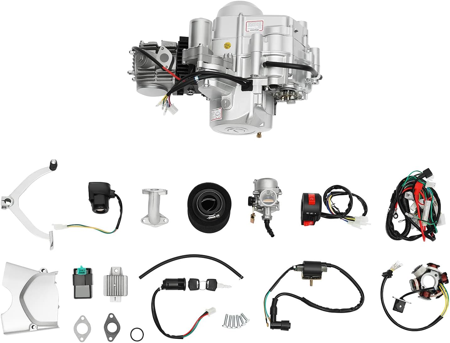 Motor semiautomático de arranque eléctrico de 125 CC de 4 tiempos, motor de un solo cilindro, motor ATV de 3 velocidades con electricidad inversa,