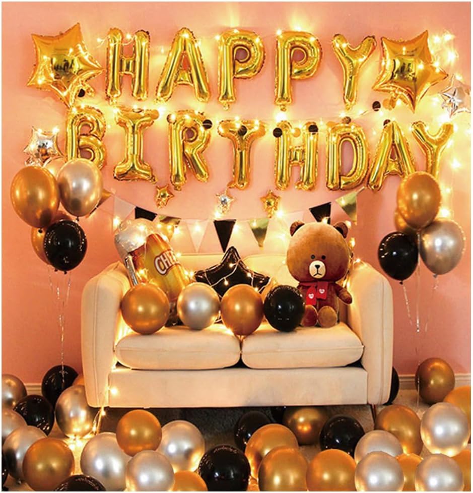 Juego de globos de decoración de fiesta de cumpleaños para niños y niñas, juego de globos de feliz cumpleaños, globo de papel de aluminio, globo de