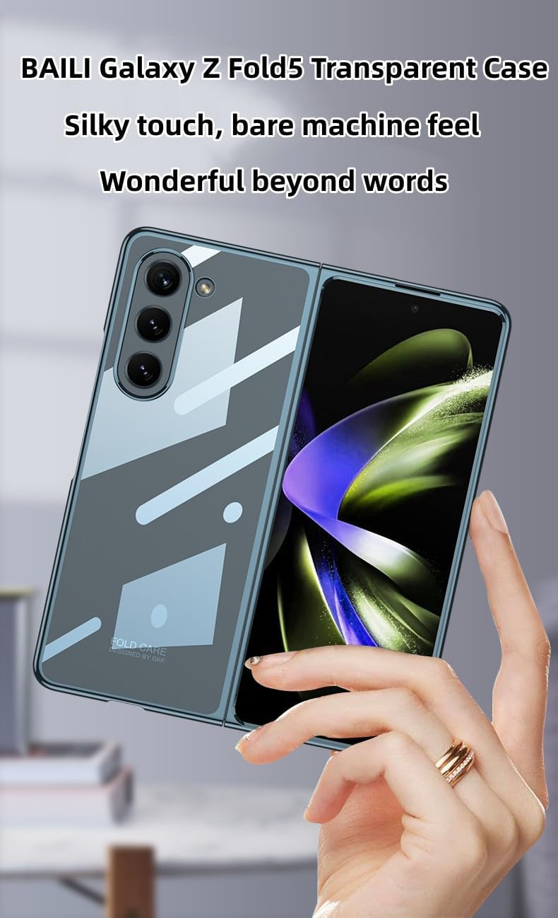 BAILI Funda transparente para Galaxy Z Fold5, transparente de alta definición, ultrafina de PC para Z Fold 5, ultrafina como Cicada Z Fold5, carcasa