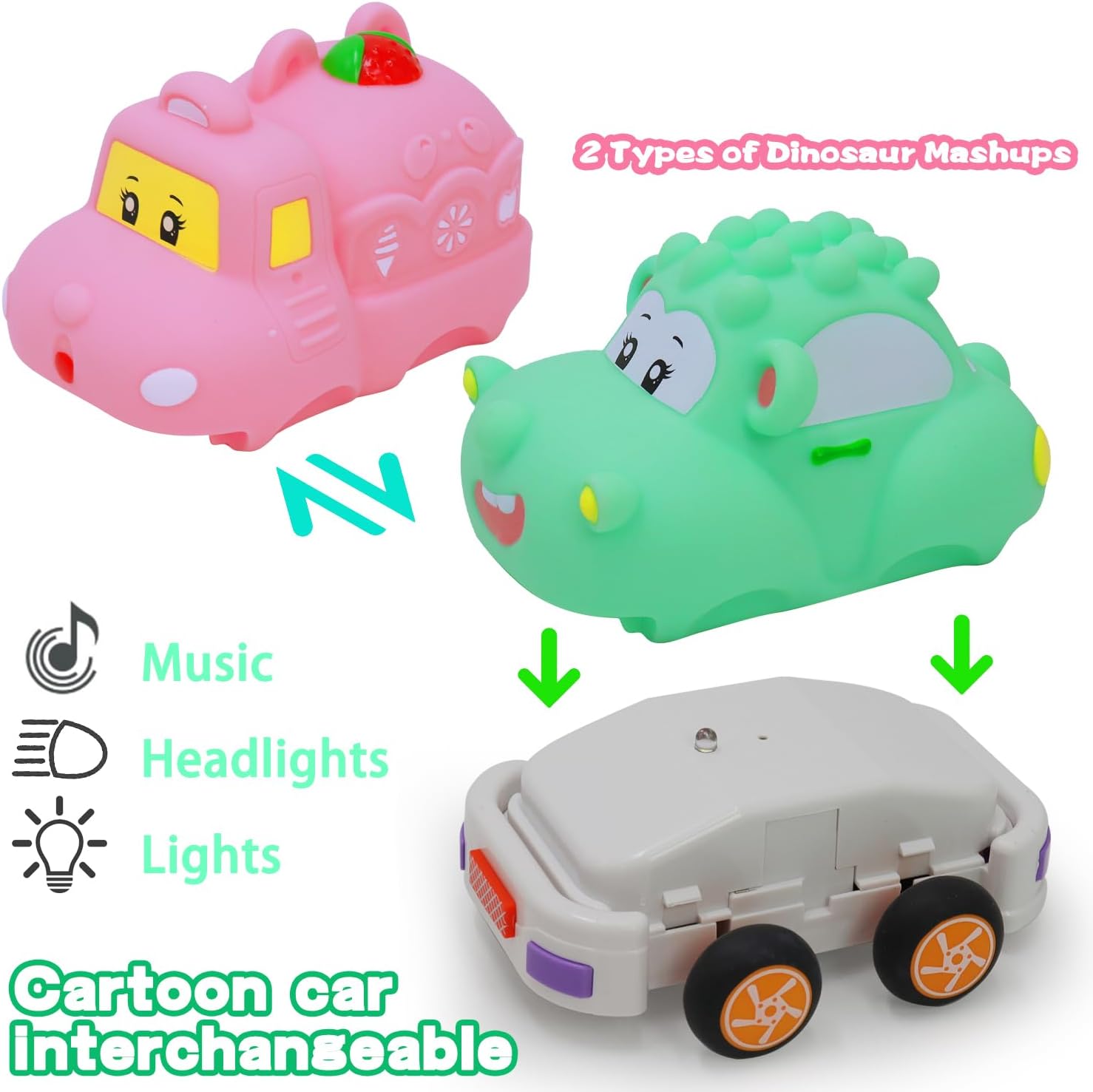 Juguetes para niñas a partir de 3 años de edad, autos a control remoto para niños pequeños, paquete de 2 autos RC de dibujos animados de 2.4GH con