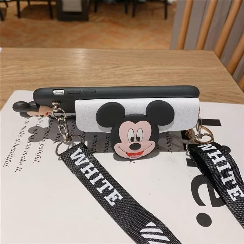 Funda para Galaxy S20 Plus, diseño de cachorro de Mickey Minnie Mouse, bonita bolsa de tarjetas de dibujos animados, cuerda oblicua, de poliuretano
